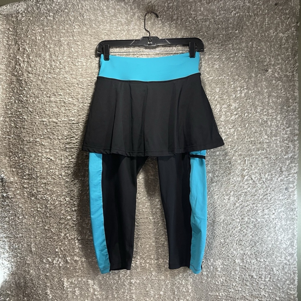 Anivivo Black  Blue Activewear Skirted Leggings Women's M Sporty Modest